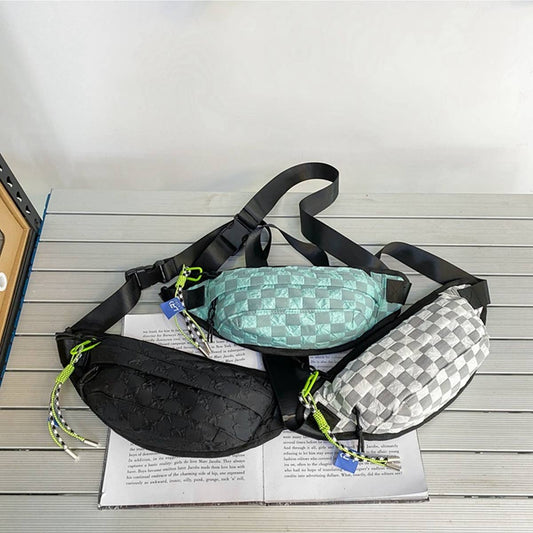 SIMPLE PLAID WAIST BAG SHOULDER BAG_CWAB1604