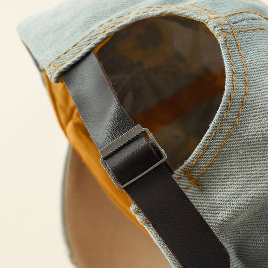 Diamond-Embellished Distressed Denim Baseball Cap CWAH1390