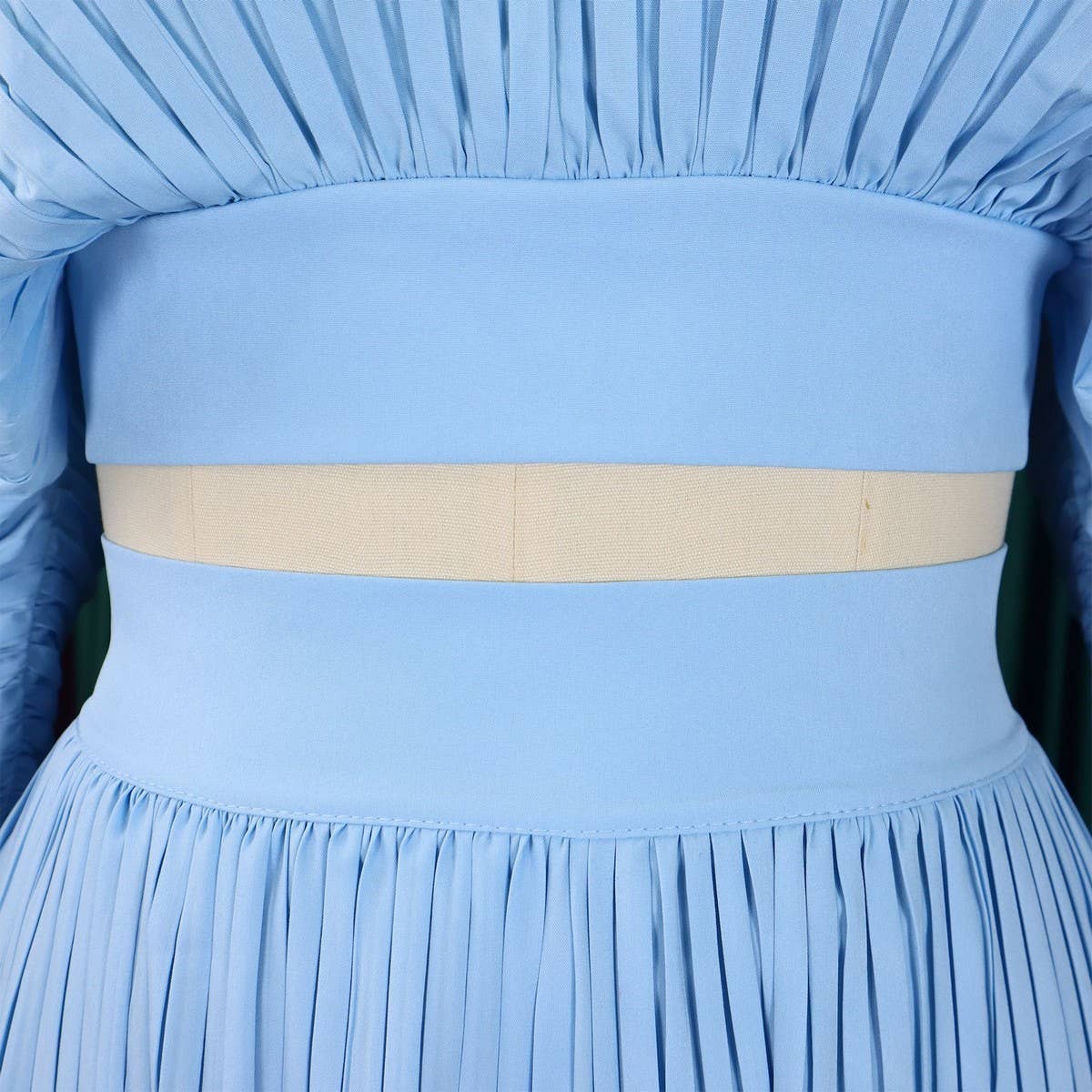 PLEATED V-NECK TOP AND WIDELEG PANTS TWO-PIECE SET_CWSTB1138