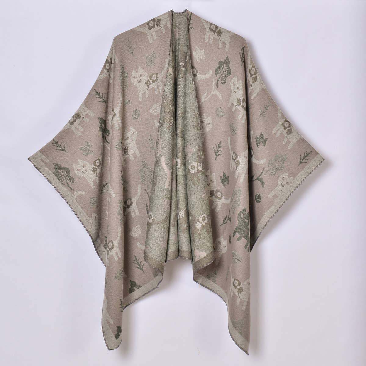 DOUBLE-SIDED JACQUARD CARDIGAN SHAWL