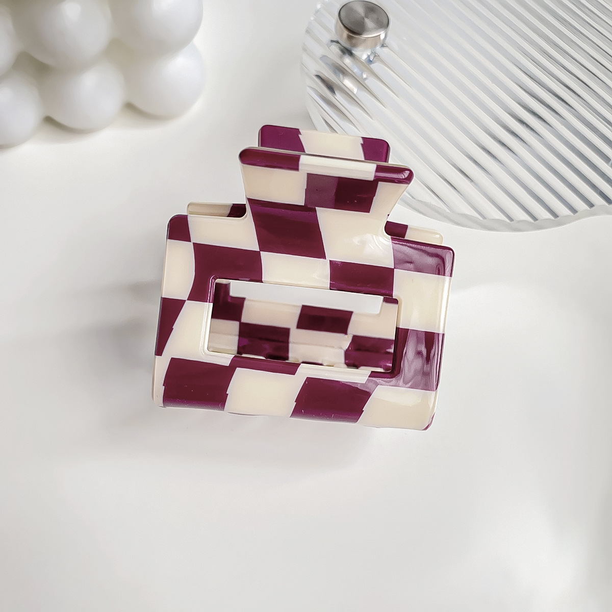 Checkerboard Hair Claw ??Candy Color Acetate Look_CWAHA0395