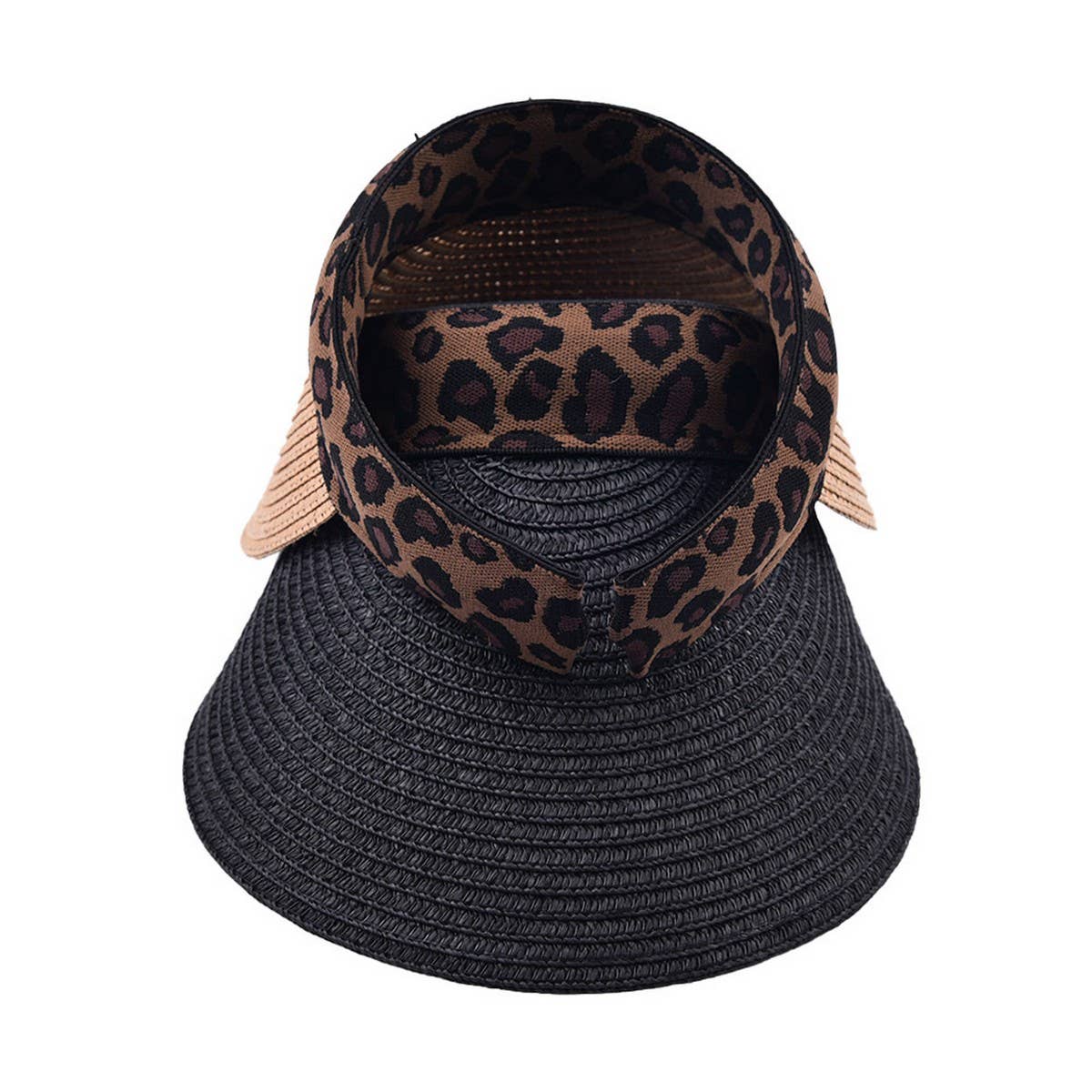 SUMMER NEW LEOPARD PRINT SUN PROTECTION STRAW HAT_CWAH1228