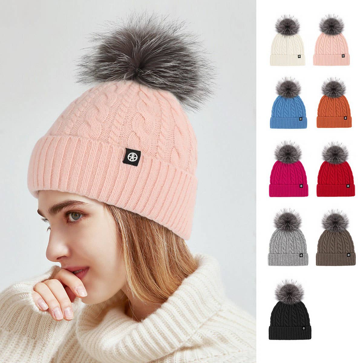 WINTER WARM WINDPROOF WOOL KNITTED HAT FOR WOMEN_CWAH2459