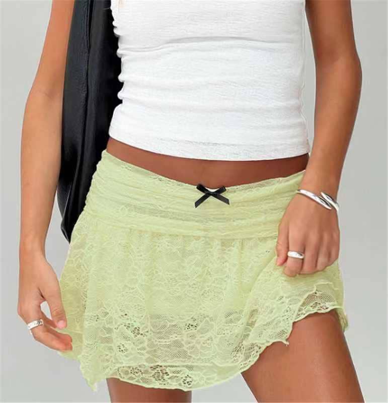 Sexy lace short skirt with elastic waist