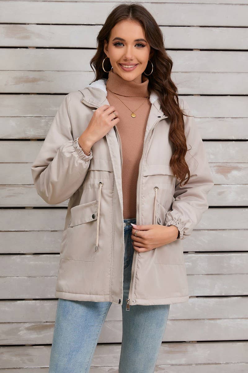 CWOCO0954_SOLID FURRY LINED HOODED ZIP-UP JACKET