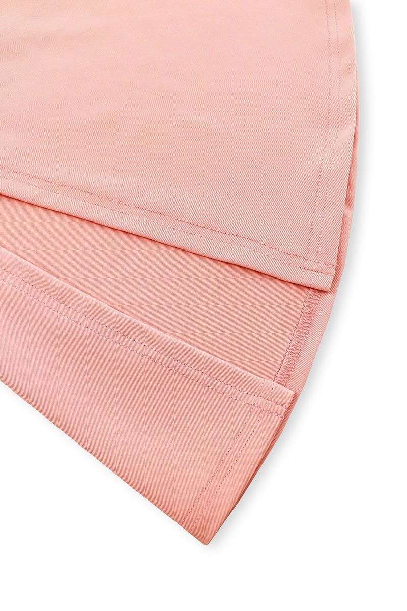 CWDSD6460_SOLID COLOR ROUND NECK TRUMPET SLEEVE HIP DRESS