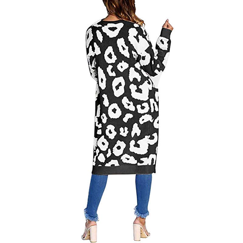 FASHION LEOPARD JACQUARD BUTTON-DOWN CARDIGAN
