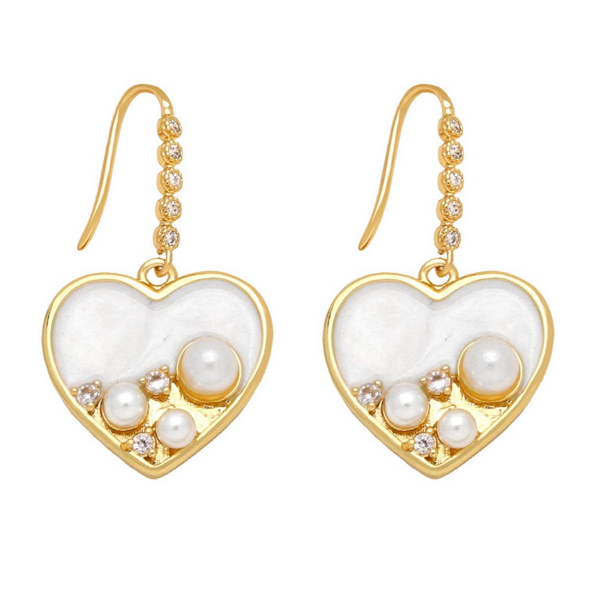 RETRO COLORED HEART SHAPED PEARL EARRINGS_CWAJE1019