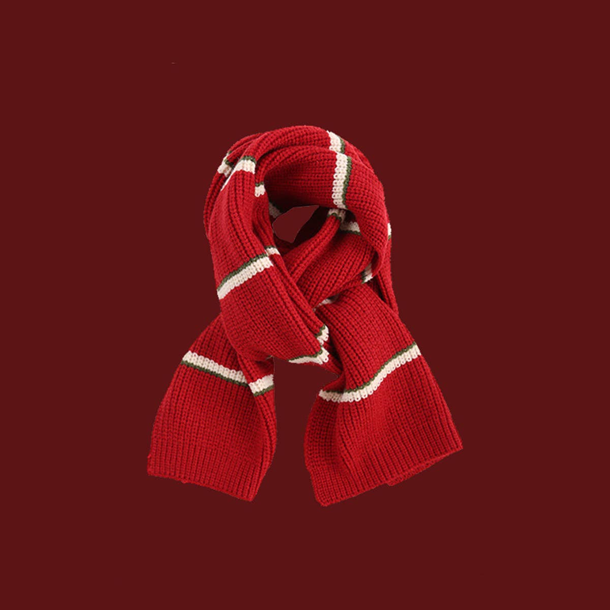 Red Knit Scarf - Cozy Winter Christmas Gift_CWASC1500