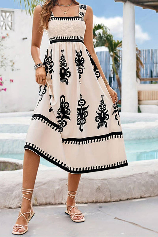 CWDMD4877_BEACH RESORT STYLE CONTRAST PRINT WRAP DRESS