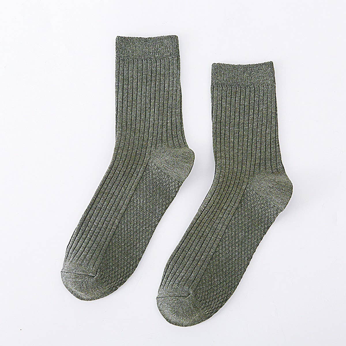 SOLID COLOR MASSAGE BOTTOM CASUAL MID-CALF SOCKS_CWMS0993