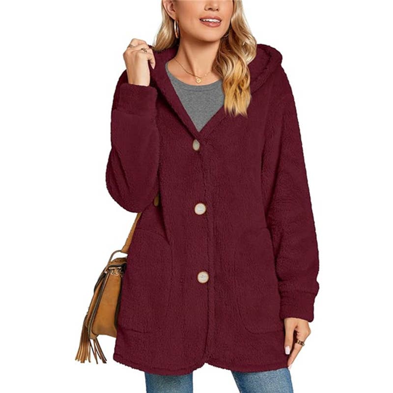 Fleece Button Pocket Cardigan Casual Coat