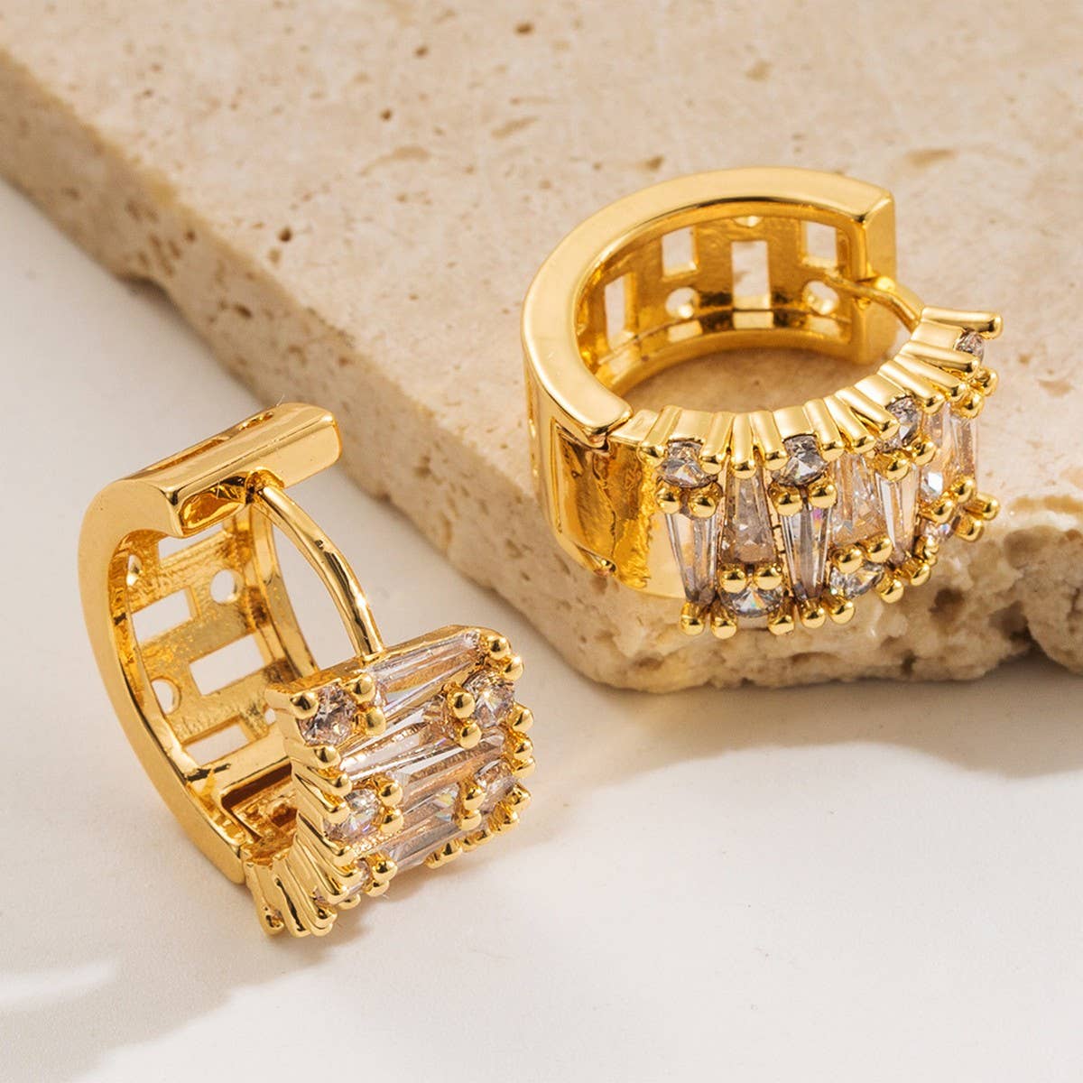 Colorful Gold-Plated Hoop Earrings Luxury Design