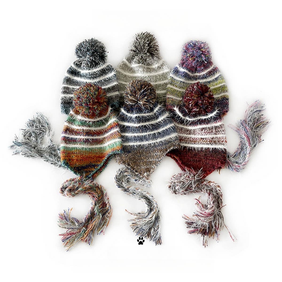 SWEET MIXED COLOR EARMUFFS KNITTED HAT_CWAH2049