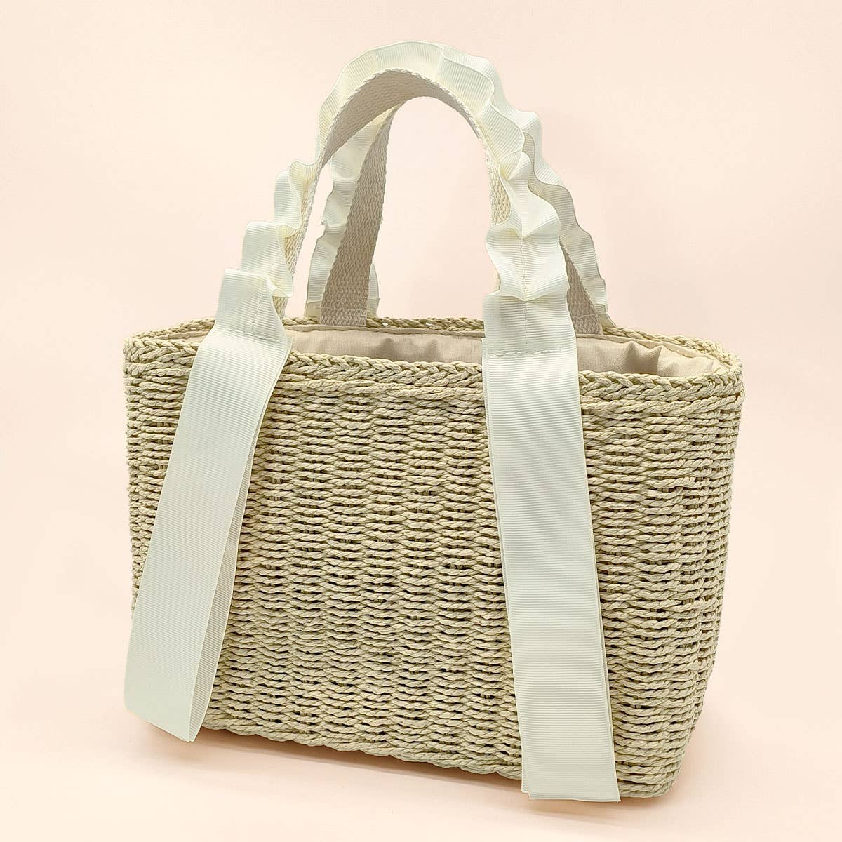 SIMPLE PORTABLE SOLID COLOR STRAW BAG_CWAB2093