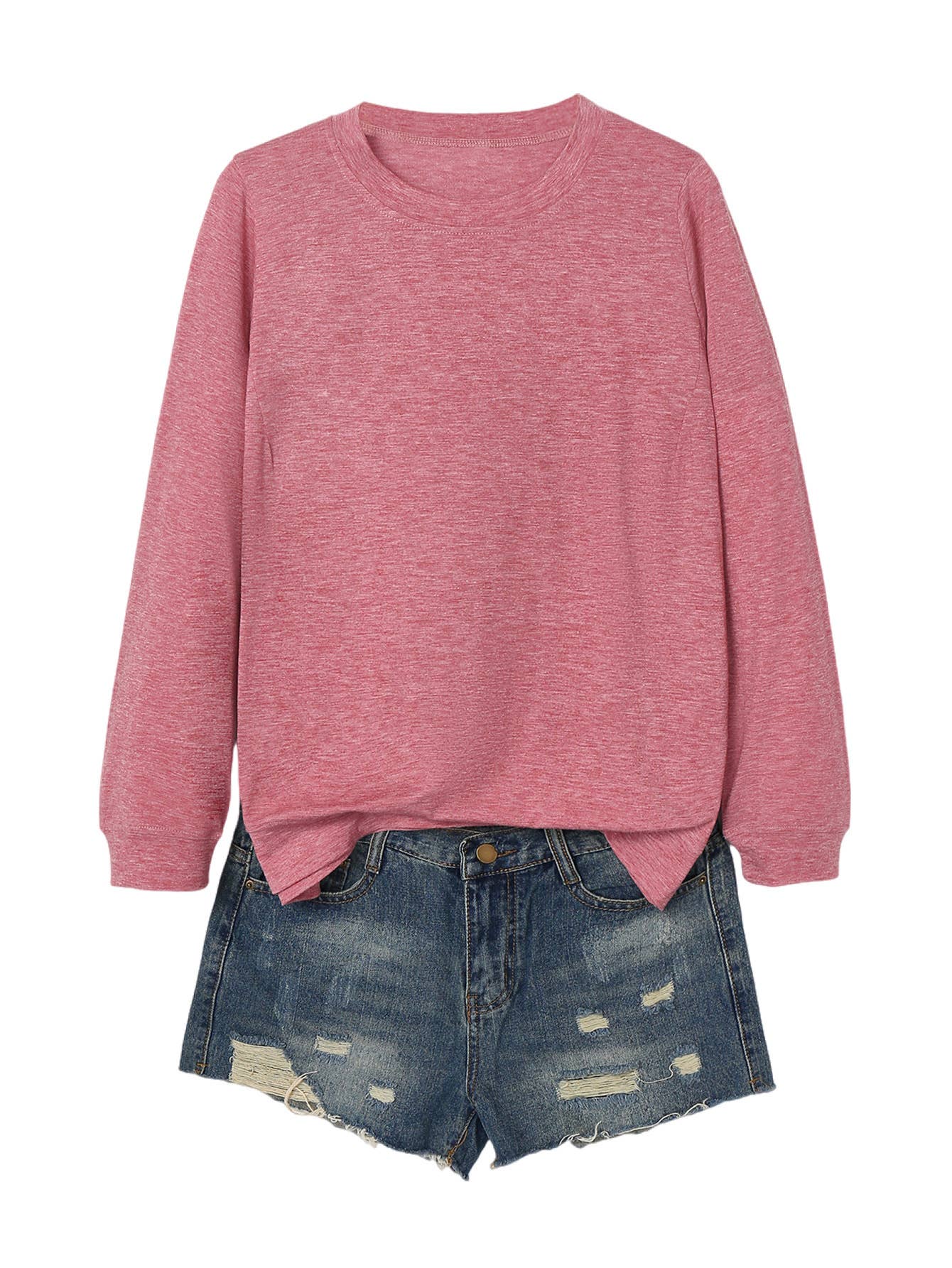 SOLID COLOR CASUAL CREWNECK COMFORTABLE T-SHIRT