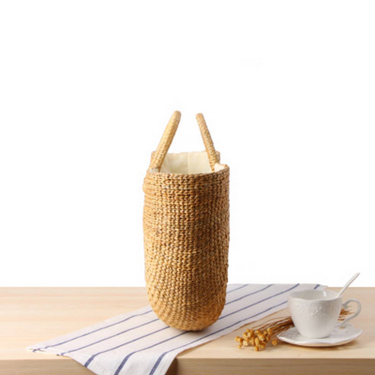 PORTABLE SEMI-CIRCLE WOOL BALL WOVEN BAG_CWAB2117