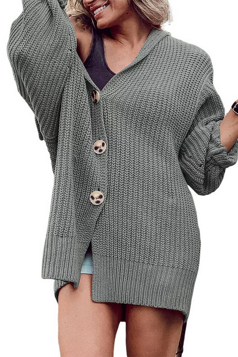 Long knit cardigan with solid lapel pocket