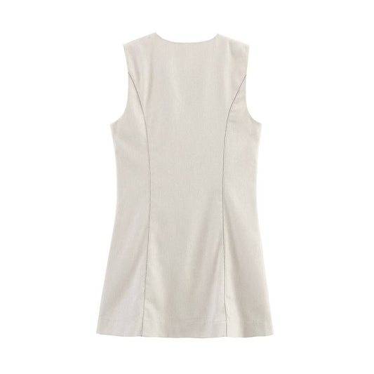 Fashion and sexy single-breasted slim mini dress