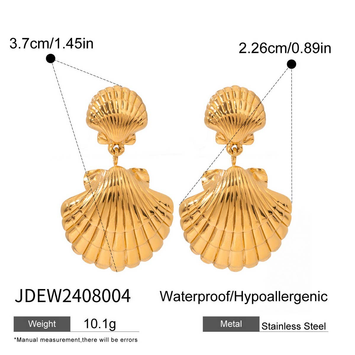 LUXURY STAINLESS STEEL OCEAN SHELL EARRINGS