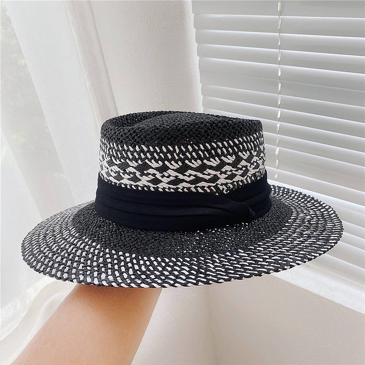 BRITISH RETRO HANDMADE WOVEN STRAW HAT_CWAH1171