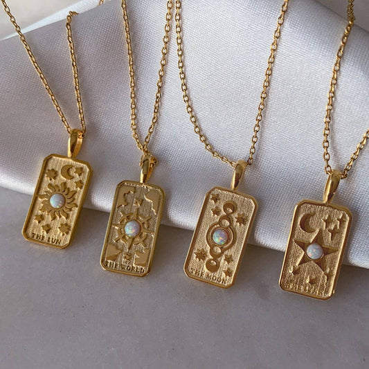 STAINLESS STEEL 3D RELIEF OPAL PENDANT NECKLACE_CWMM3908