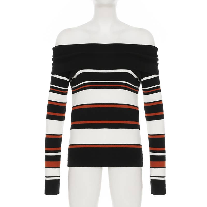 SLOUCHY STRIPED SWEATER IN CONTRASTING COLORS