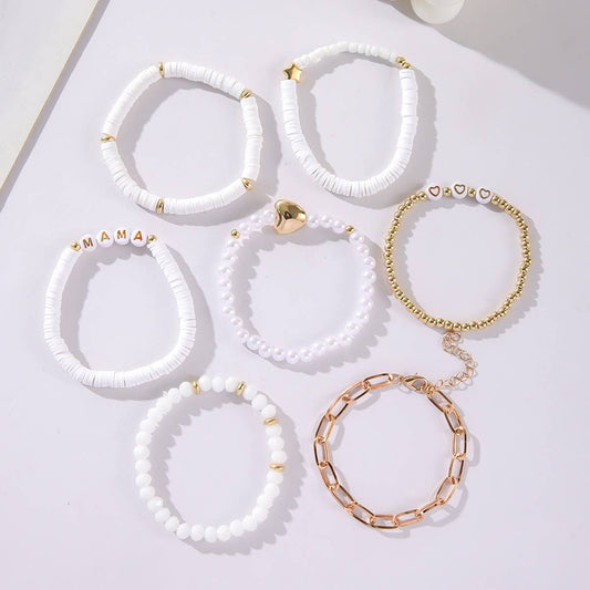 7-PIECE CLAY BRACELET SET WITH LETTER HEART PENDANT_CWMM3536