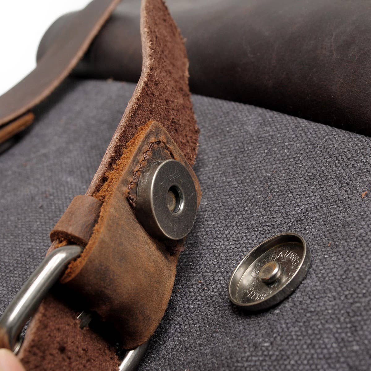 Unisex Cotton Canvas Leather School Backpack_CWAB5529