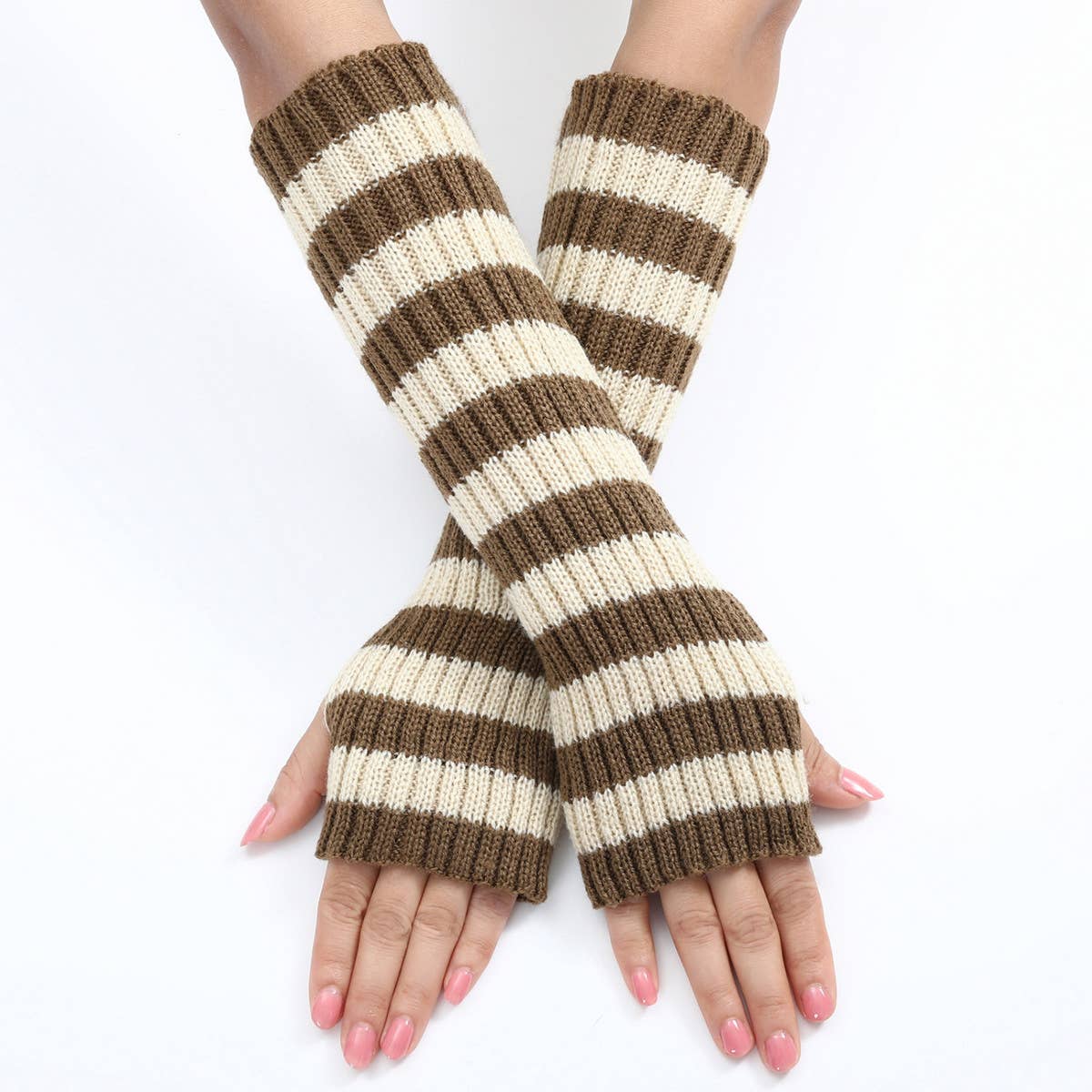 WARM COLOR-BLOCK STRIPED WOOL GLOVES_CWAG0094