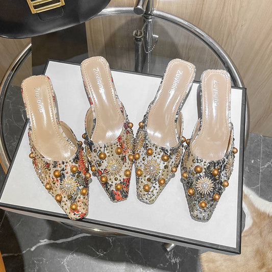 FASHIONABLE SQUARE TOE MEDIUM HEEL HALF SLIPPERS_CWSHS0708