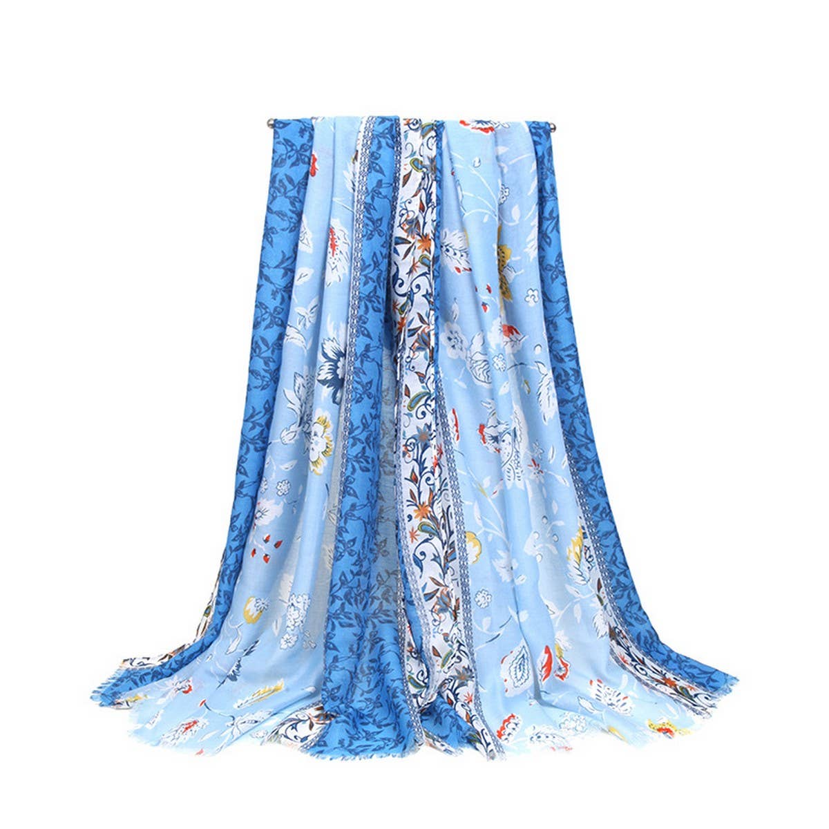Floral Border Satin Scarf ? Elegant Beach Wrap