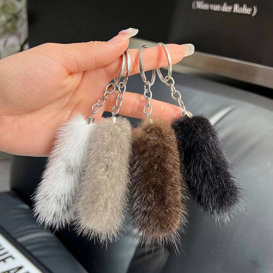 MINI CUTE PLUSH TAIL CAR KEYCHAIN BAG PENDANT