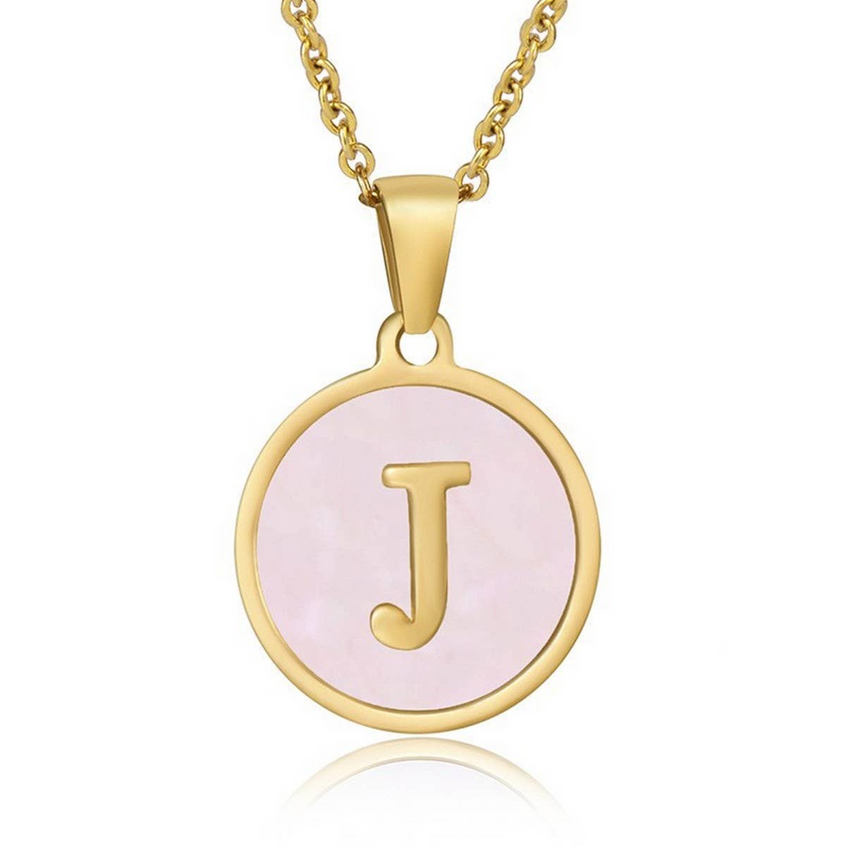 ROUND 18K GOLD STAINLESS STEEL 26LETTERS NECKLACE
