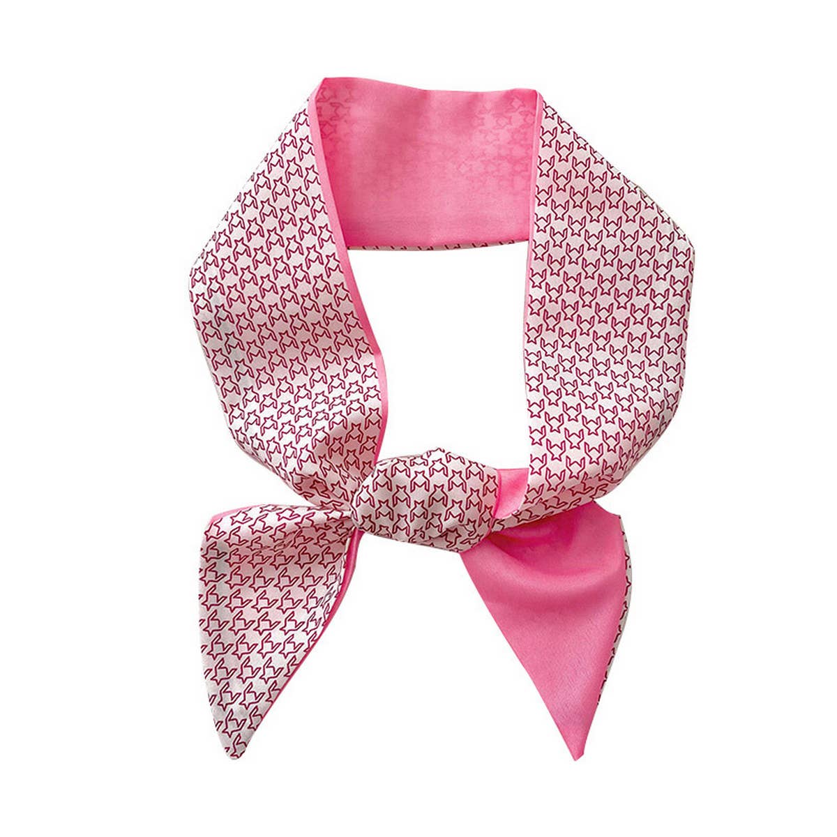 Pink Floral Skinny Scarf ??Hair Tie & Bag Ribbon_CWASC0708