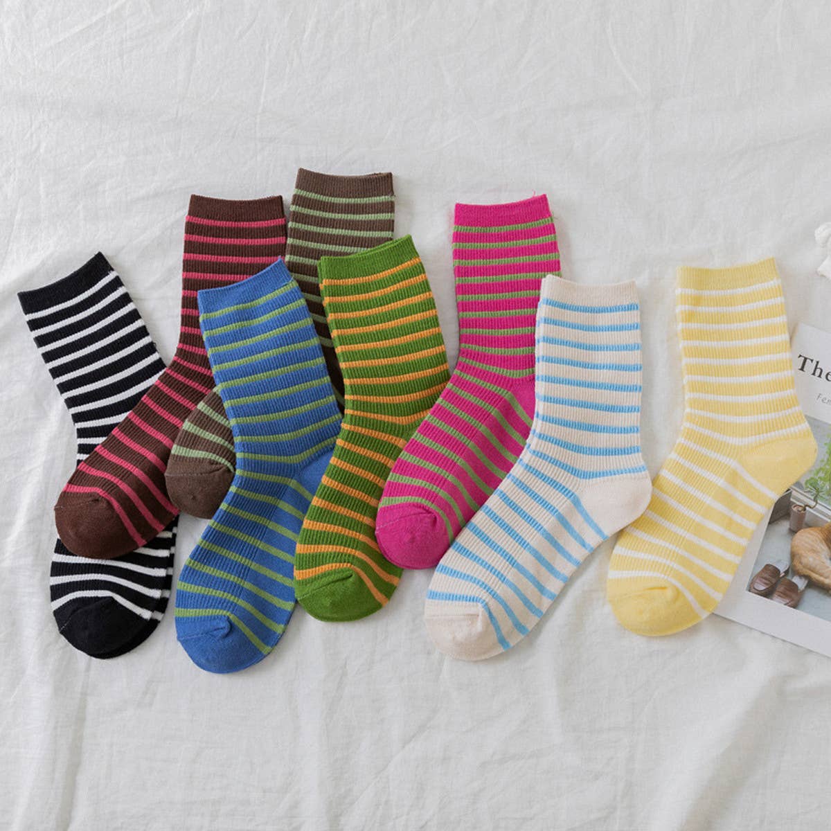 WOMEN NEW STRIPED CUTE BREATHABLE PILE SOCKS