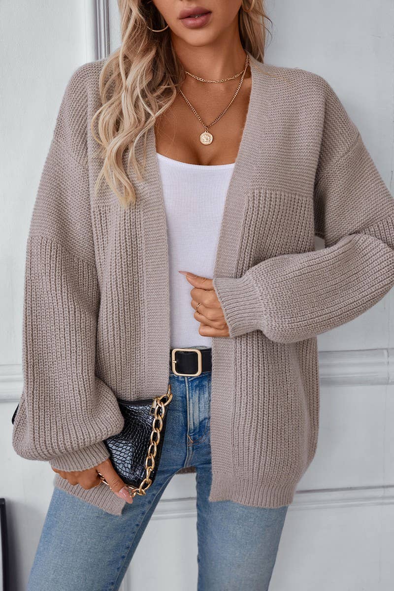 CWOCAL0840_LOOSE SOLID COLOR MID-LENGTH KNITTED CARDIGAN