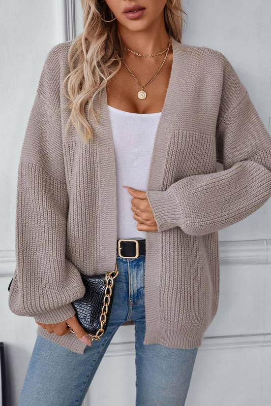 CWOCAL0840_LOOSE SOLID COLOR MID-LENGTH KNITTED CARDIGAN