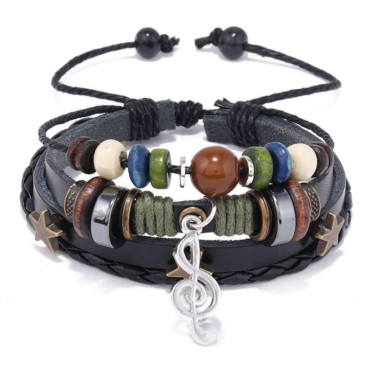 SIMPLE MULTI-LAYER BEADED LEATHER BRACELET_CWMM4454