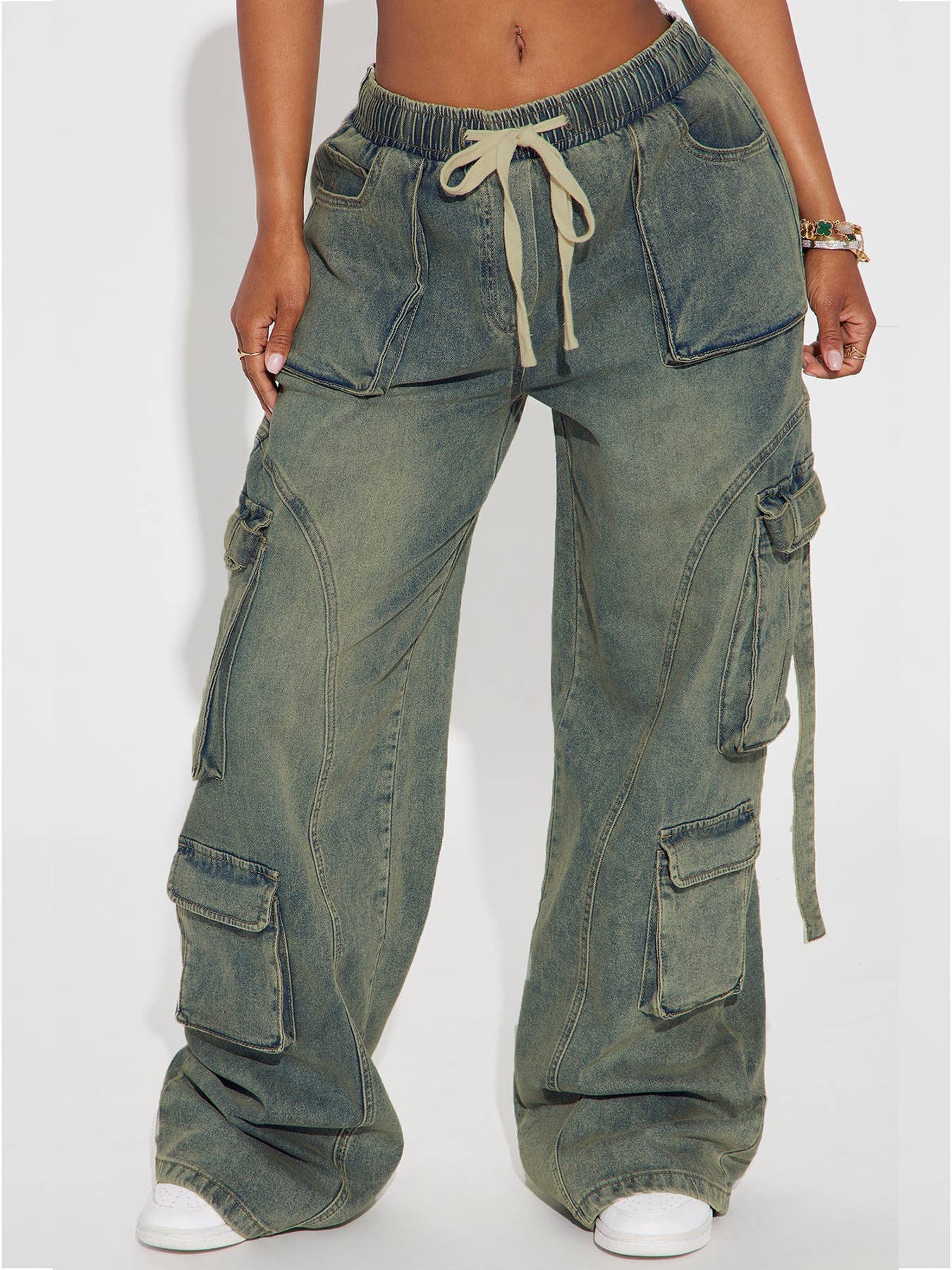 HIP HOP CARGO PANTS BAGGY CARGO WIDE-LEG JEANS