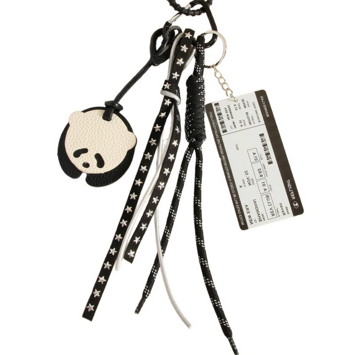 Vintage PU Panda Acrylic Tag Keychain Bag Charm