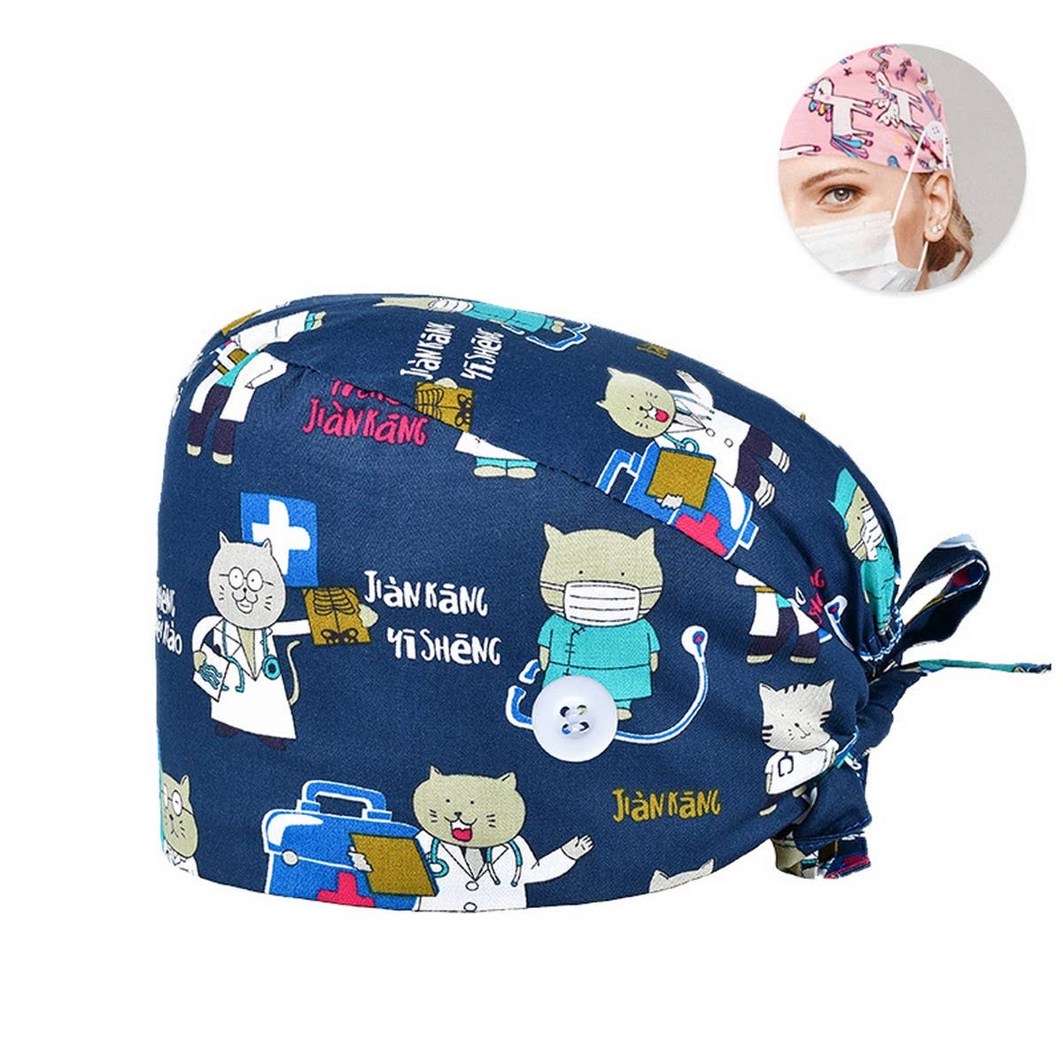 SCRUB CAP PRINTED SURGICAL CAP WORK CAP_CWAH3383