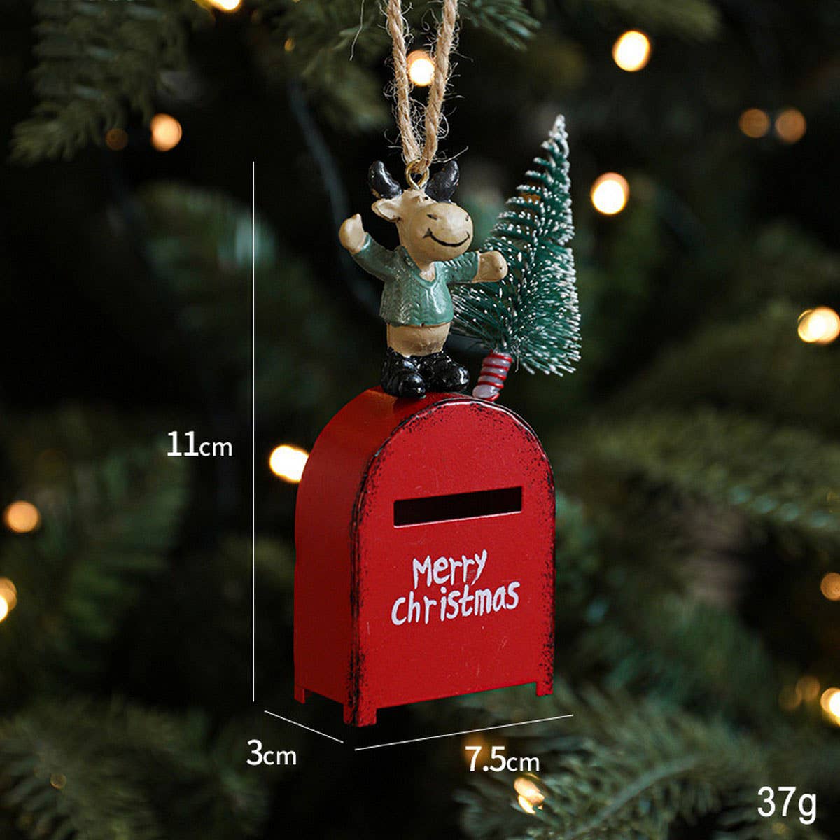 Iron Painted Mailbox Vintage Christmas Hanging