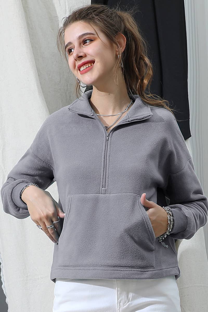 CWOJA705-P_NECK HALF ZIP UP FLEECE PULLOVER ANORAK JACKET