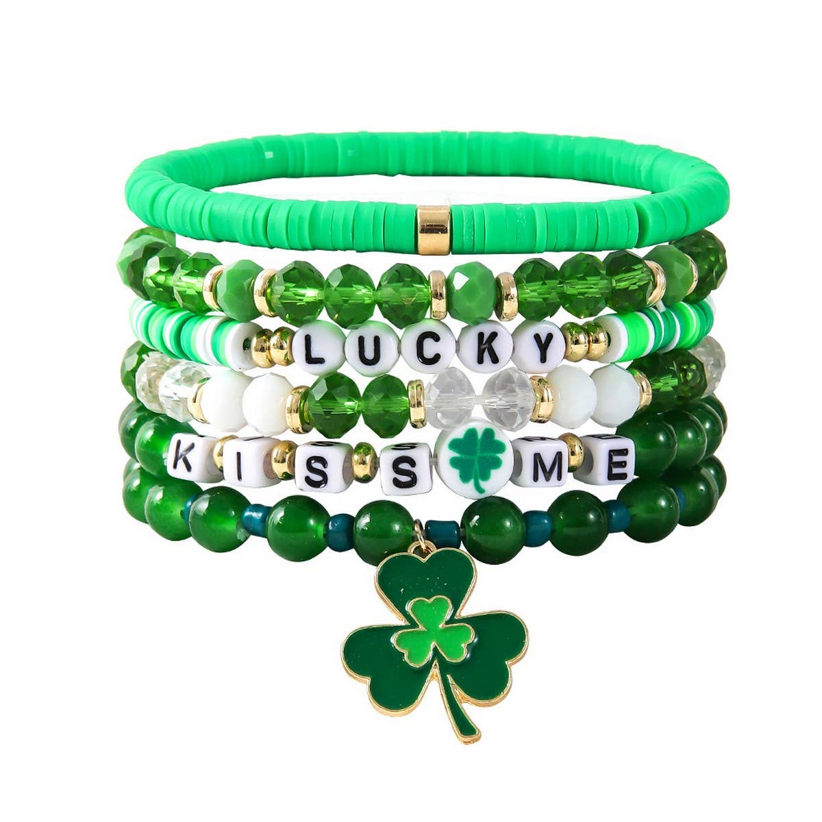 ST. PATRICK'S DAY BRACELET SET SHAMROCK PENDANT_CWMM3497