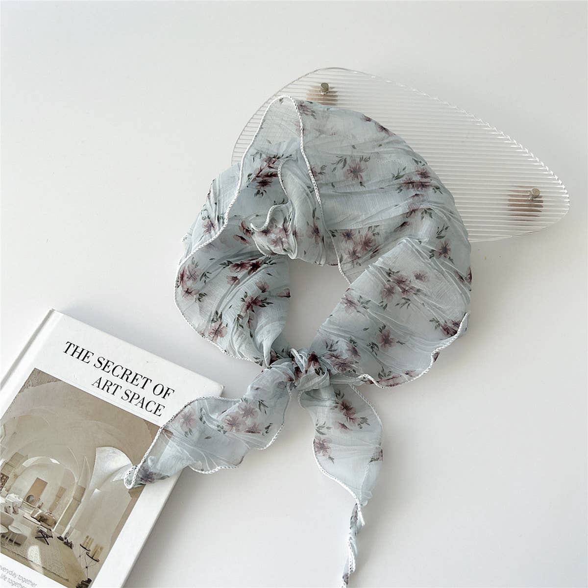 Pleated Embossed Triangle Scarf - Chic Neck Wrap_CWASC0853