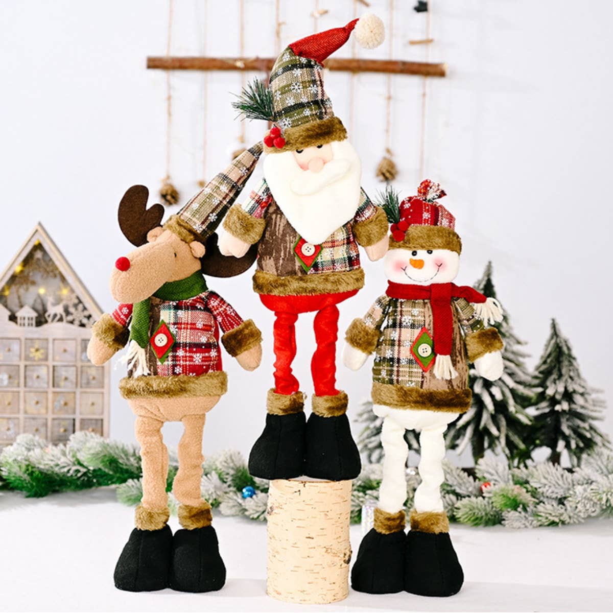 CWMM2993_SANTA CLAUS SNOWMAN DEER TELESCOPIC FIGURE