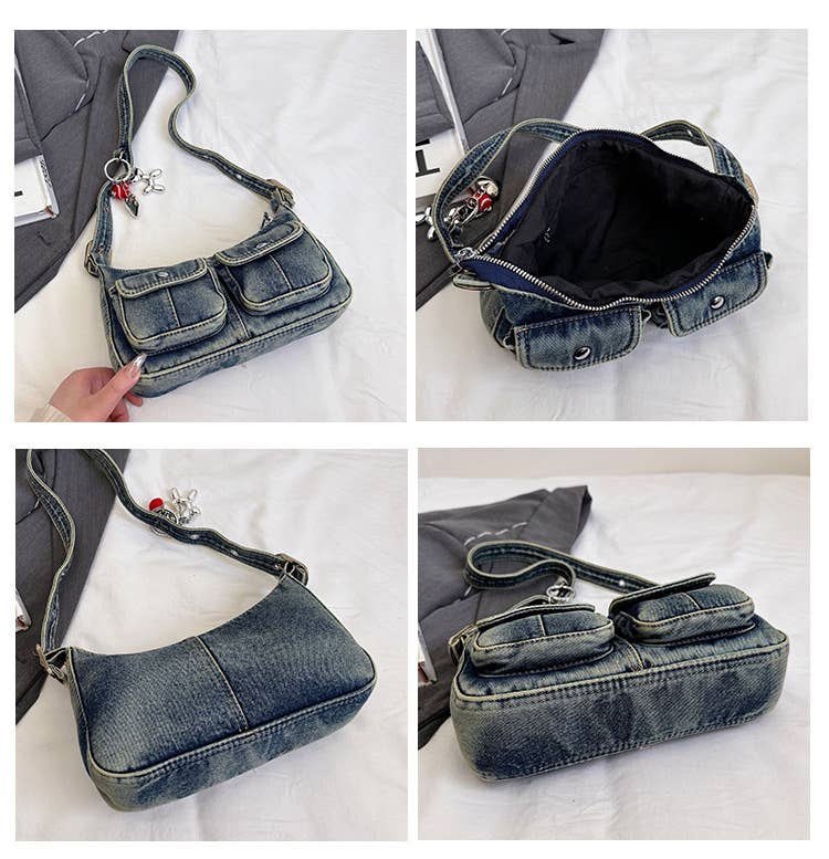 Fashionable denim single-shoulder crossbody bag