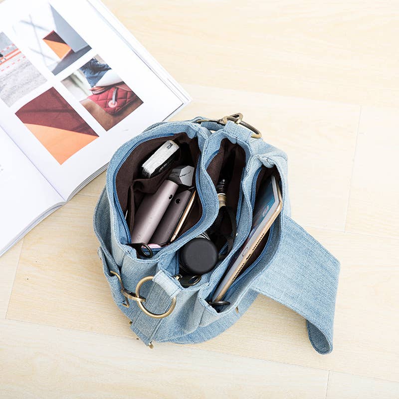Denim multi-layered crossbody bag