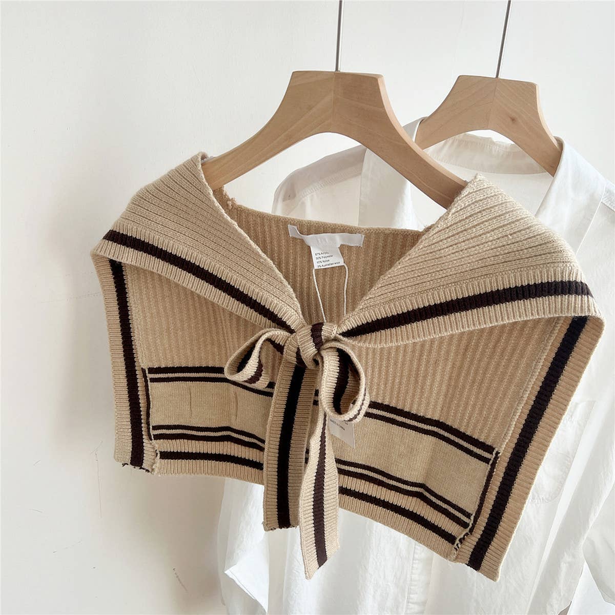 Knit Knot Shawl ? Striped Collar Wrap for Women